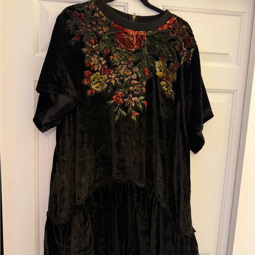 Free People Embroidered Velvet Dress